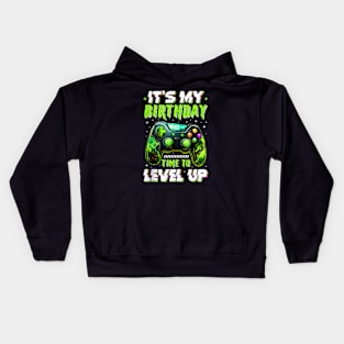 It'S My Birthday Boy Time To Level Up Video Game Bday Boys Kids Hoodie